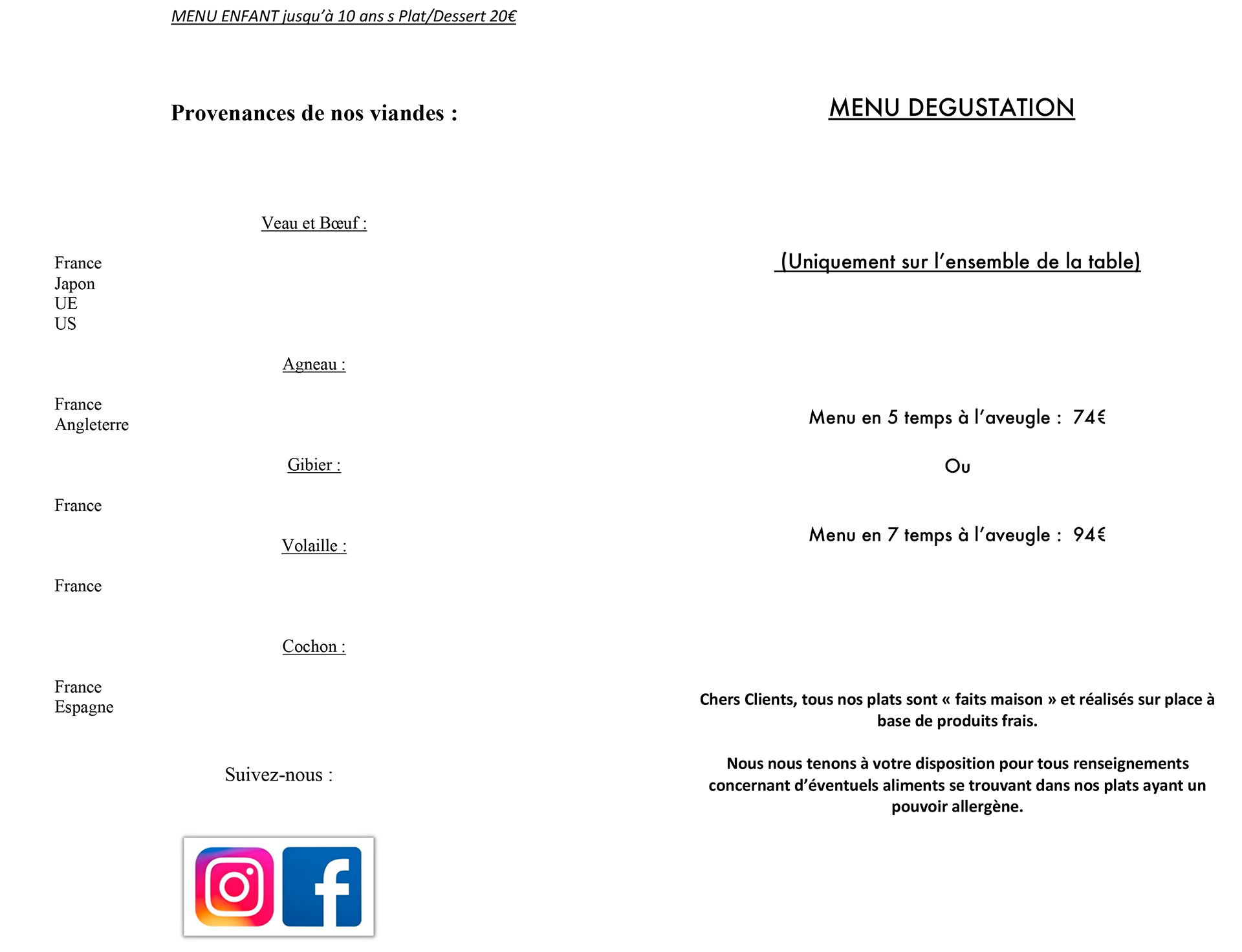 Menu 2 Le Patisson -- Restaurant gastronomique